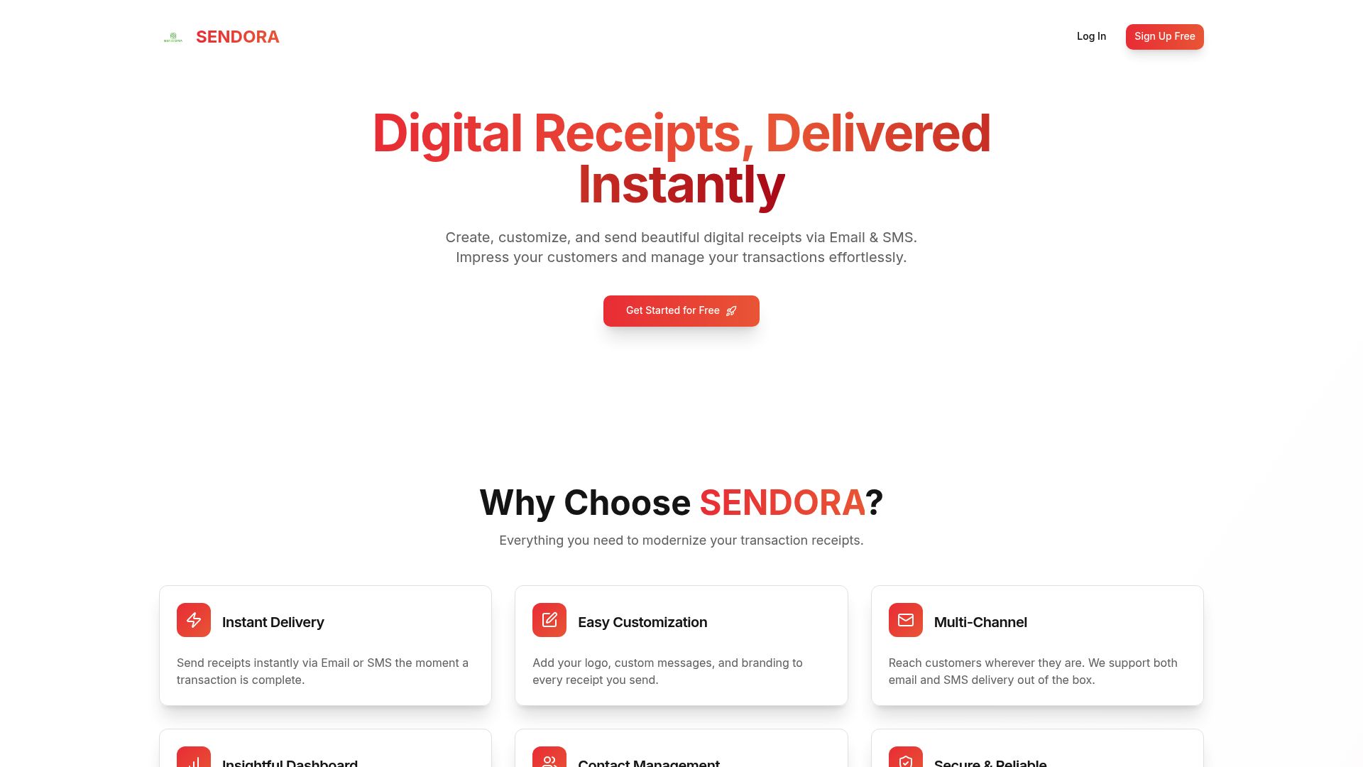Sendora – Digital Receipt & SMS Delivery App